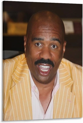 American Television Hosts Steve Harvey Poster Canvas Wall Art Posters For Room Aesthetic And Decor 3 Poster For Bedroom Bathroom Living Room Office Kitchen Decor 08x12inch(20x30cm)Frame-style