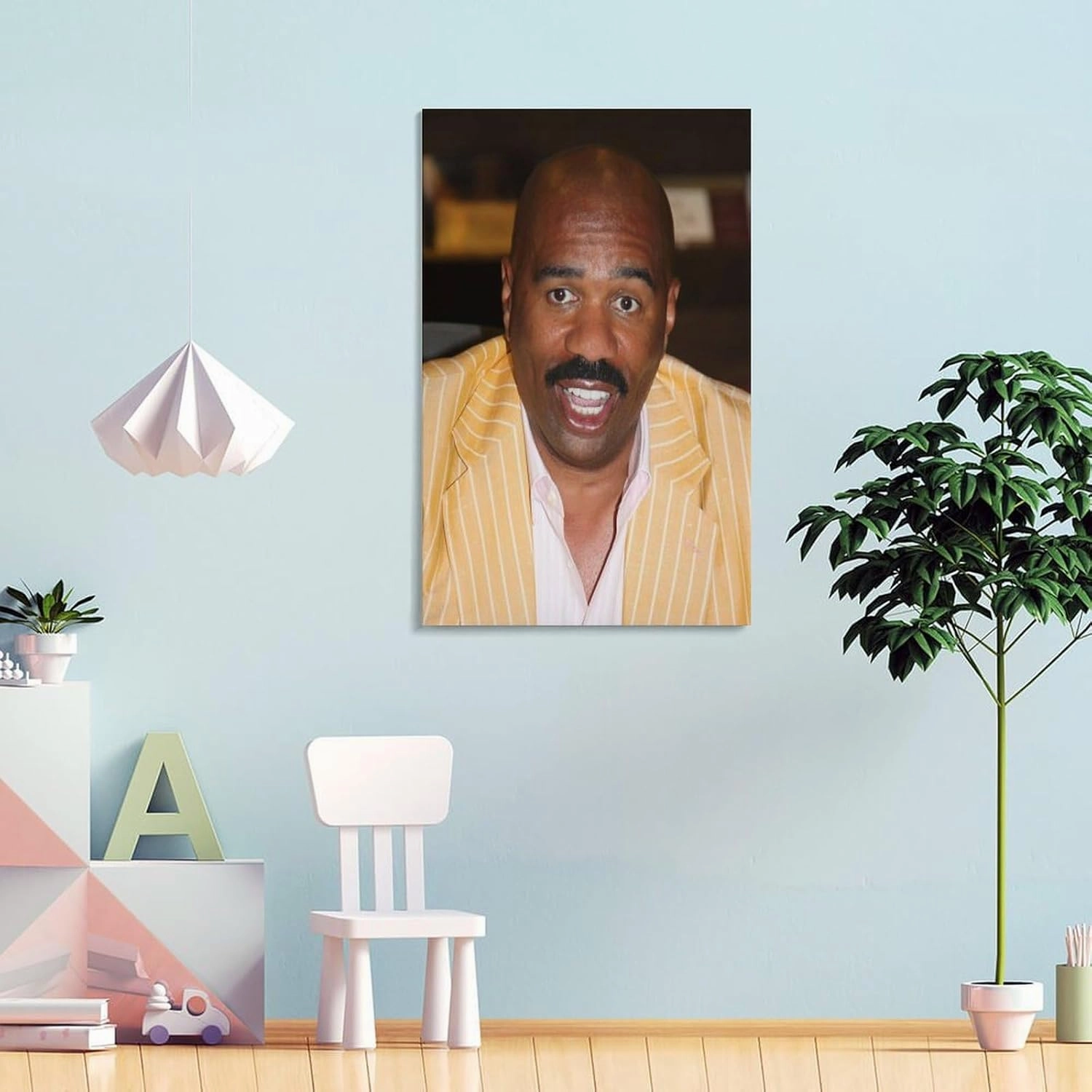 American Television Hosts Steve Harvey Poster Canvas Wall Art Posters For Room Aesthetic And Decor 3 Poster For Bedroom Bathroom Living Room Office Kitchen Decor 08x12inch(20x30cm)Frame-style