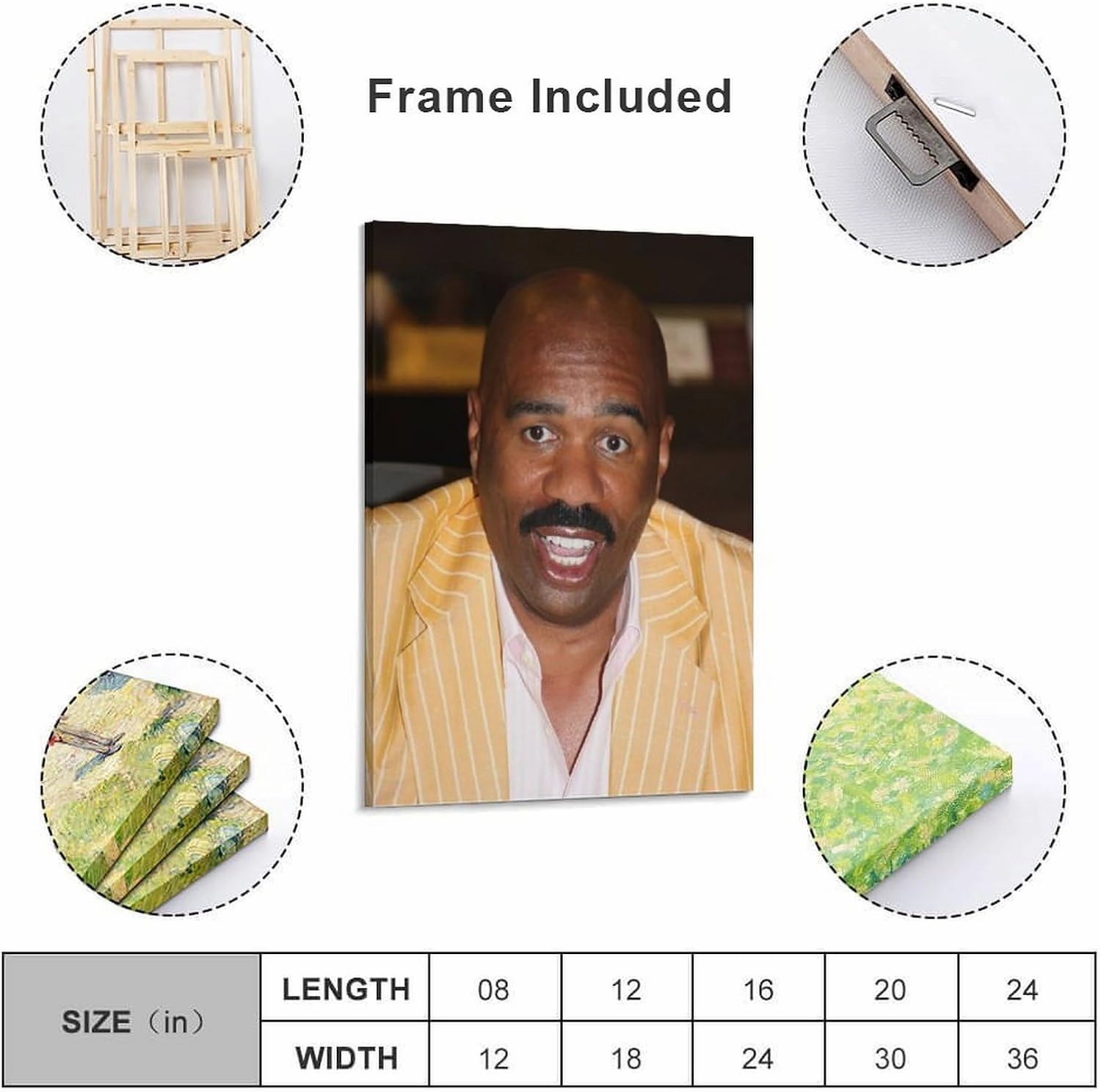 American Television Hosts Steve Harvey Poster Canvas Wall Art Posters For Room Aesthetic And Decor 3 Poster For Bedroom Bathroom Living Room Office Kitchen Decor 08x12inch(20x30cm)Frame-style