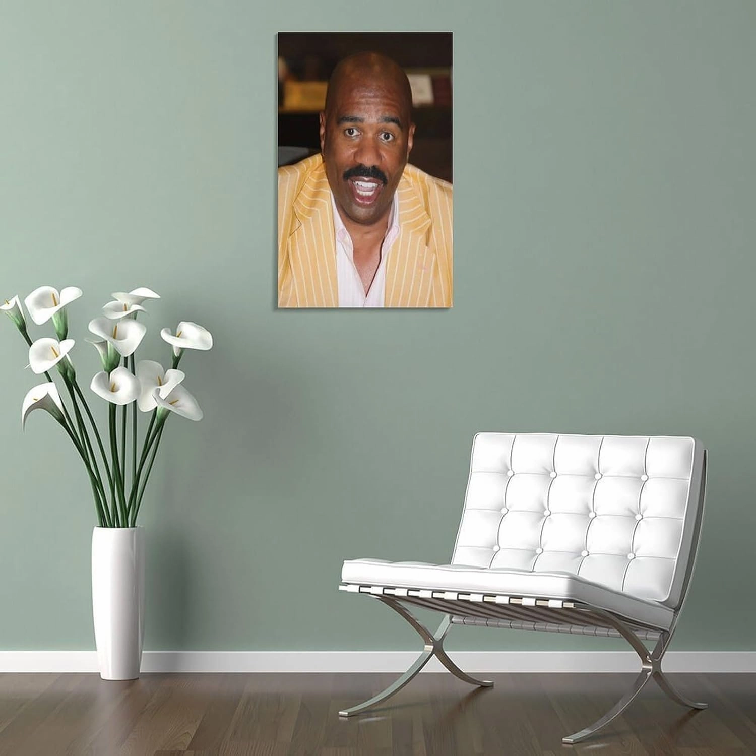 American Television Hosts Steve Harvey Poster Canvas Wall Art Posters For Room Aesthetic And Decor 3 Poster For Bedroom Bathroom Living Room Office Kitchen Decor 08x12inch(20x30cm)Frame-style