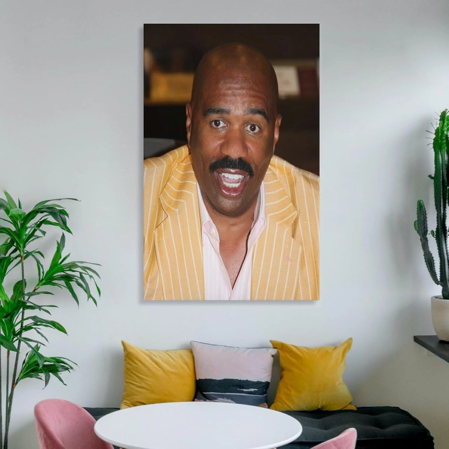 American Television Hosts Steve Harvey Poster Canvas Wall Art Posters For Room Aesthetic And Decor 3 Poster For Bedroom Bathroom Living Room Office Kitchen Decor 08x12inch(20x30cm)Frame-style