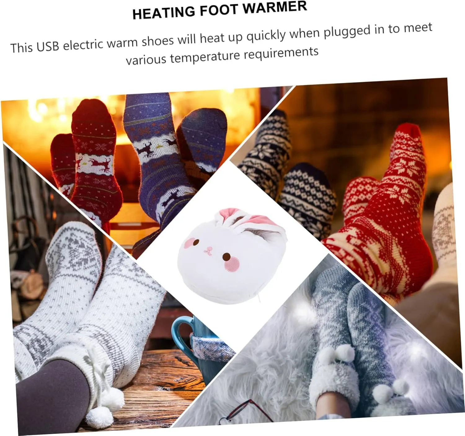 Amosfun Warm Releasing Rechargeable Heated Shoes Foot Warmer for Home Office Bedroom Study