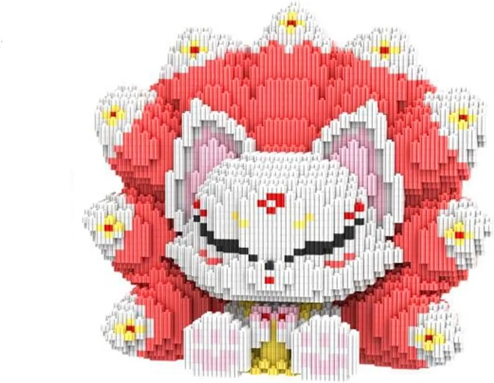 Animal Crimson Nine Tailed Fox Micro Building Blocks Set（7100PCS 25cm High Series） Gift for Adults and Kids