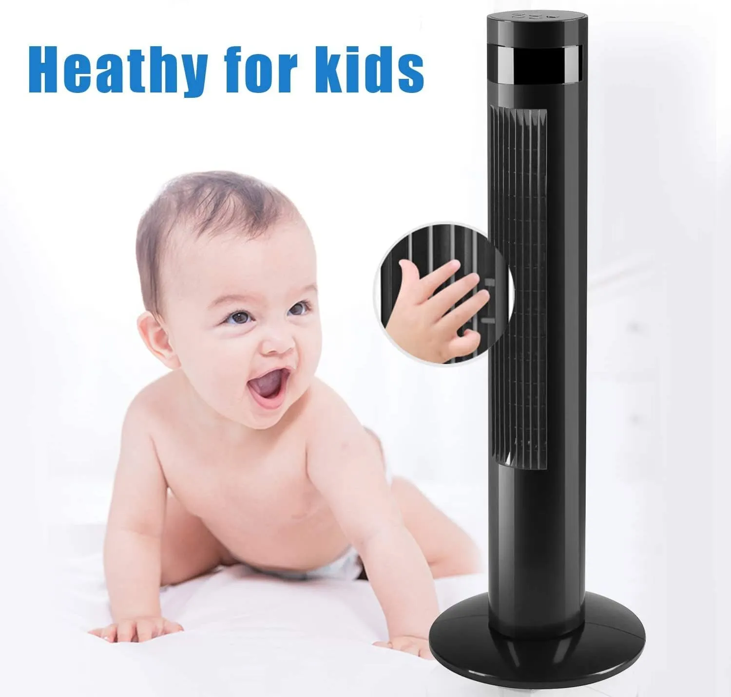 Antarctic Star Tower Fan Portable Electric Oscillating Fan Quiet Cooling Remote Control Standing Bladeless Floor Fans 3 Speeds Wind Modes Timer Bedroom Office (36 inch, Black)
