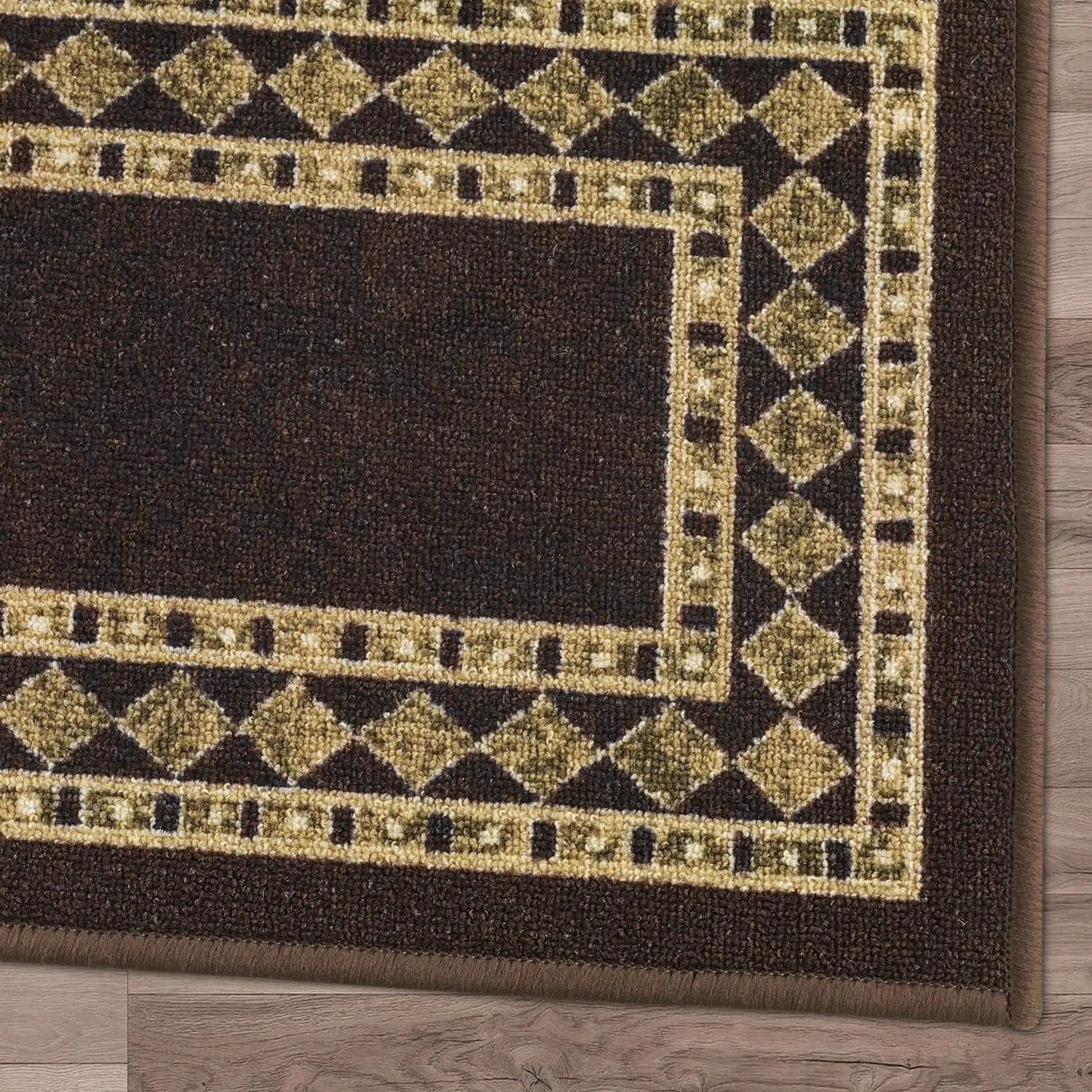Antep Rugs Alfombras Modern Bordered 2pc Non-Skid (Non-Slip) Low Profile Pile Rubber Backing Indoor Kitchen Runner Rugs (Brown Beige, 2pc Set)