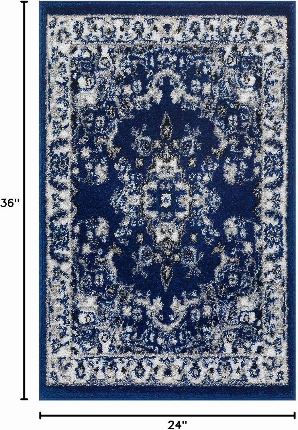 Antep Rugs Oriental 2x3 Traditional Medallion Indoor Runner Rug Siesta (Navy Blue, 2' x 3')