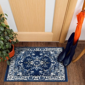 Antep Rugs Oriental 2x3 Traditional Medallion Indoor Runner Rug Siesta (Navy Blue, 2' x 3')