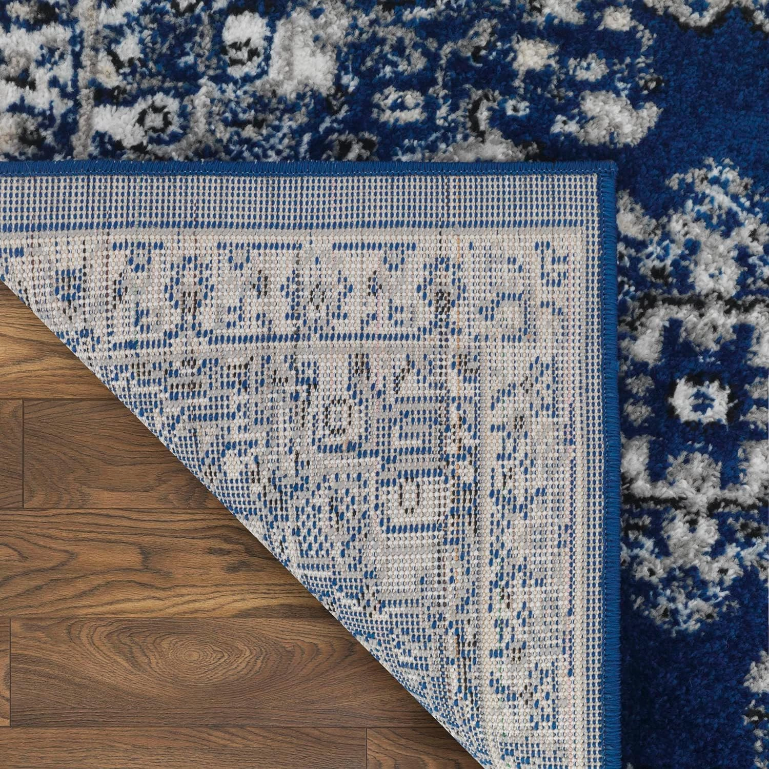 Antep Rugs Oriental 2x3 Traditional Medallion Indoor Runner Rug Siesta (Navy Blue, 2' x 3')