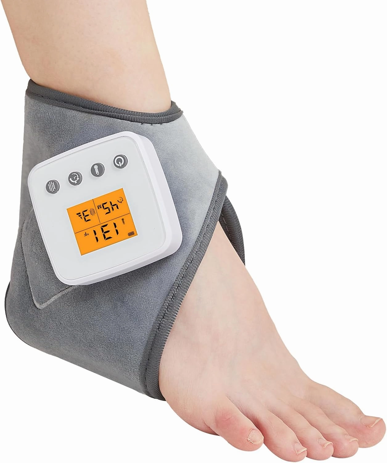 AOBOCO Cordless Ankle Massager with Heat - 3000mAh Ankle Heating Pad for Achilles Tendonitis and Plantar Fasciitis, Rechargeable Heated Foot Brace Wrap, 3 Vibration Mode, Auto Shut Off