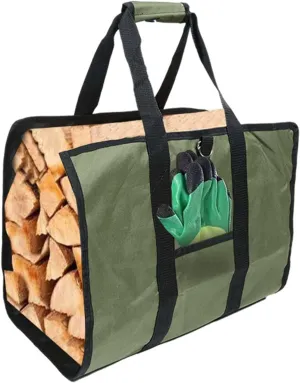 AOKLEY Firewood Tote Bag Heavy Duty Log Tote Wood Carrying Bag with Handles for Camping Trip Multifunctional Used for Fireplace Storage Basket
