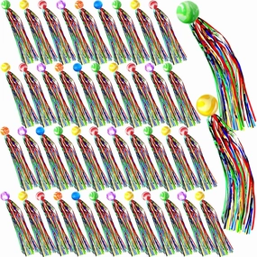 Aoriher Comet Balls Bouncy Party Favors with Colorful Streamers Mini Rubber Ball Bulk Birthday Goodie Bag Stuffers Assorted Colors Rainbow Party Favors(90 Pcs)