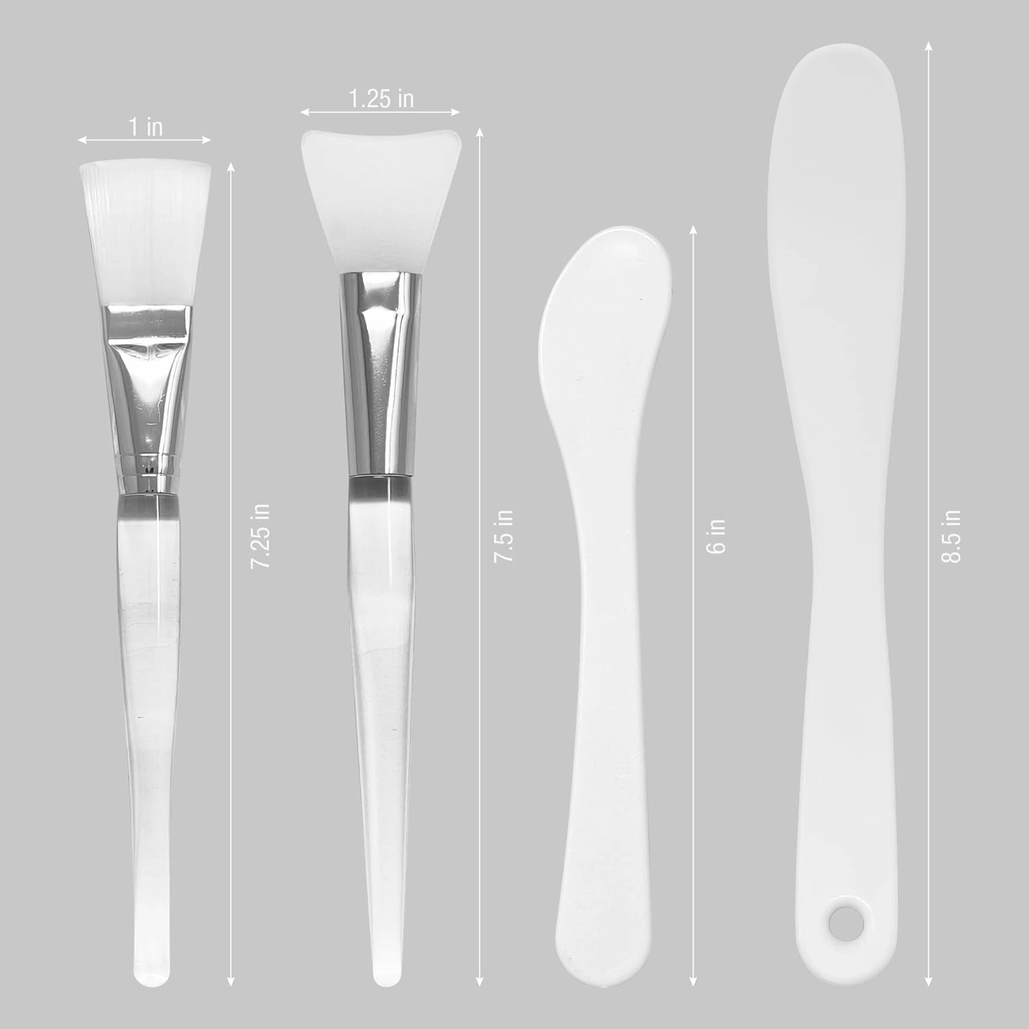 APPEARUS Silicone Facial Mask Mixing Bowl 5-Piece Set – 1 Bowl, Brushes, and Spatulas – Food-Grade, Flexible, Skincare Mixing Kit for Spa and Home Use – (White - 5-Pc Set)