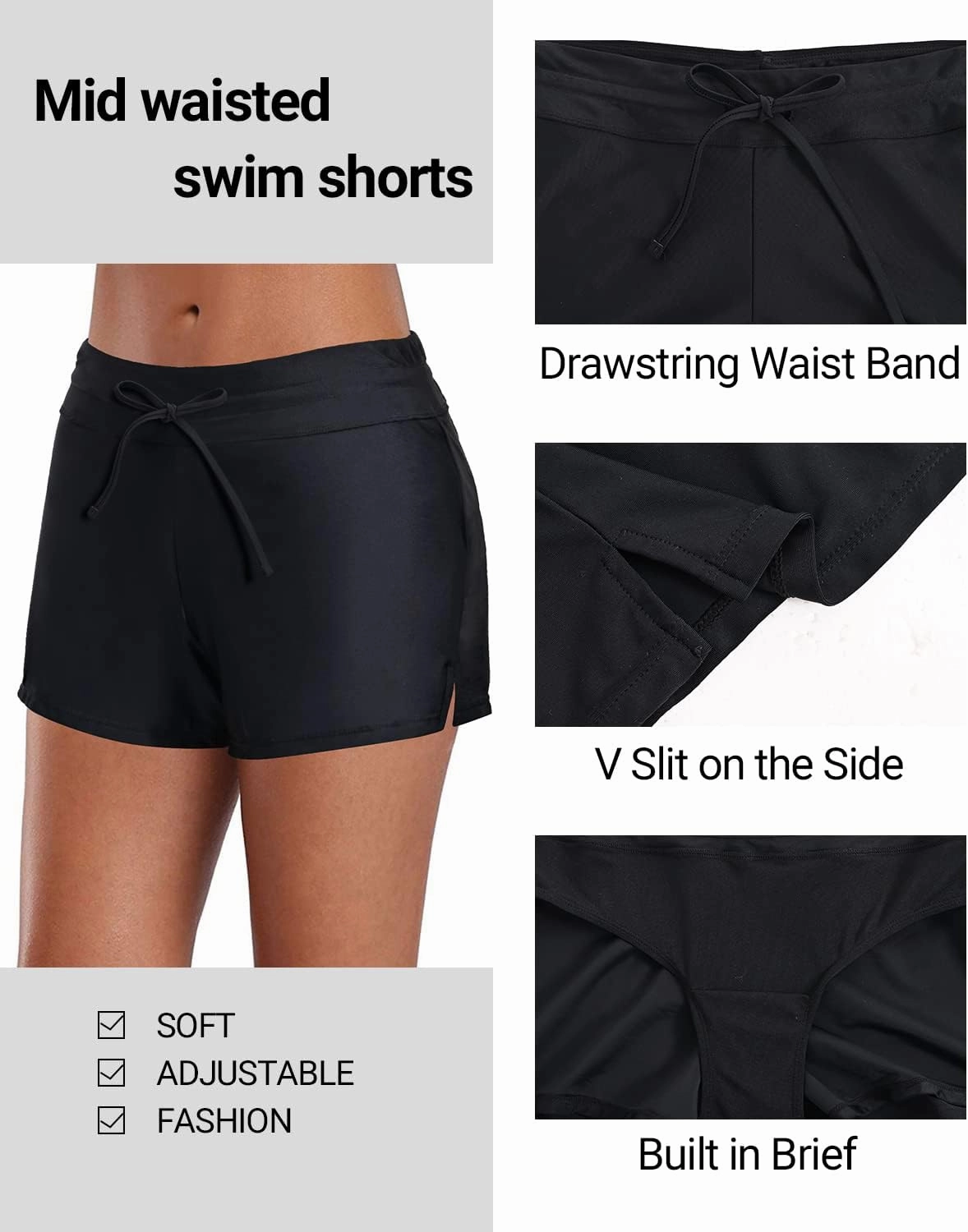 Aqua Eve Two Piece Women's Tankini Swimsuits Blouson Swim Tank Top with Shorts Modest Bathing Suits