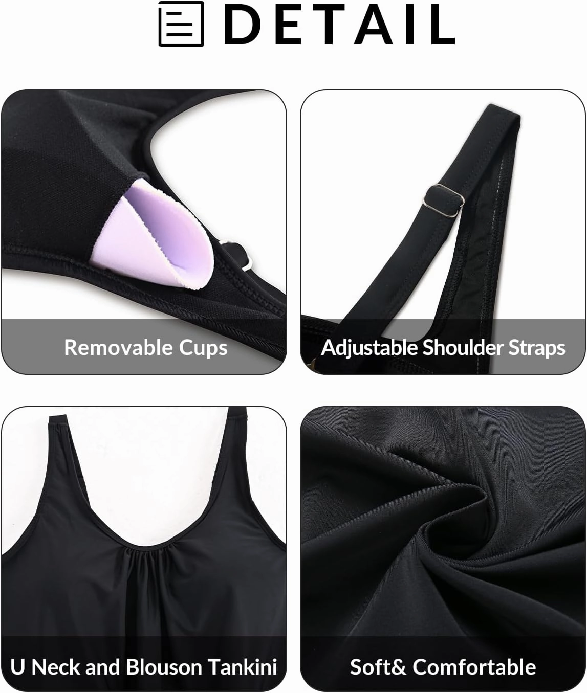 Aqua Eve Two Piece Women's Tankini Swimsuits Blouson Swim Tank Top with Shorts Modest Bathing Suits