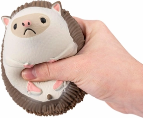 Archie McPhee Squishy Hedgehog - Living Life on The Hedge! Adorable 4-1/2"" Soft Rubber Squeezable Ball with Impressive Quills, Small, Brown
