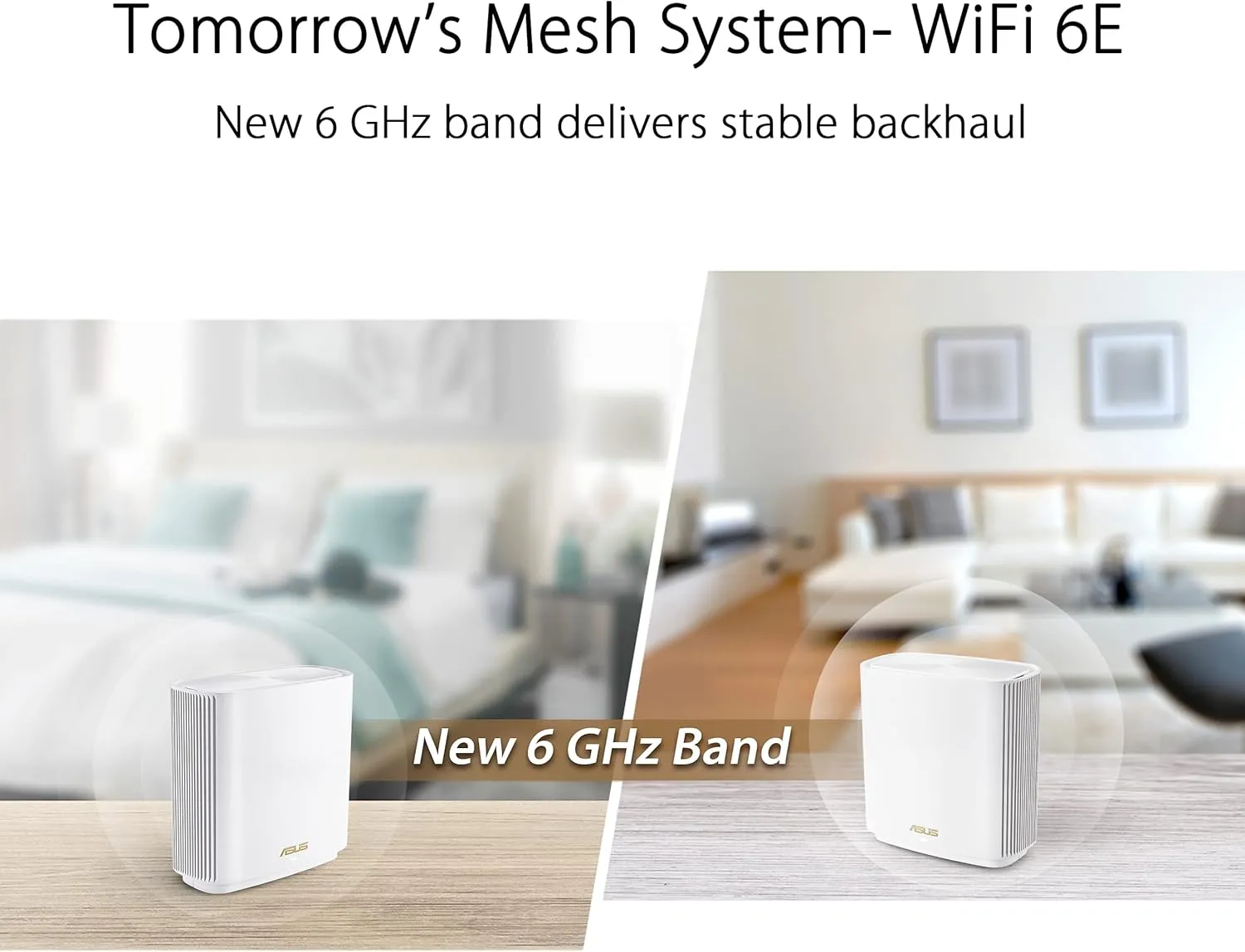 ASUS ZenWiFi Whole-Home Tri-Band Mesh WiFi 6E System (ET8 2PK), Coverage up to 5,500 sq.ft & 6 Rooms, 6600Mbps, New 6GHz Band, AiMesh,Instant Guard