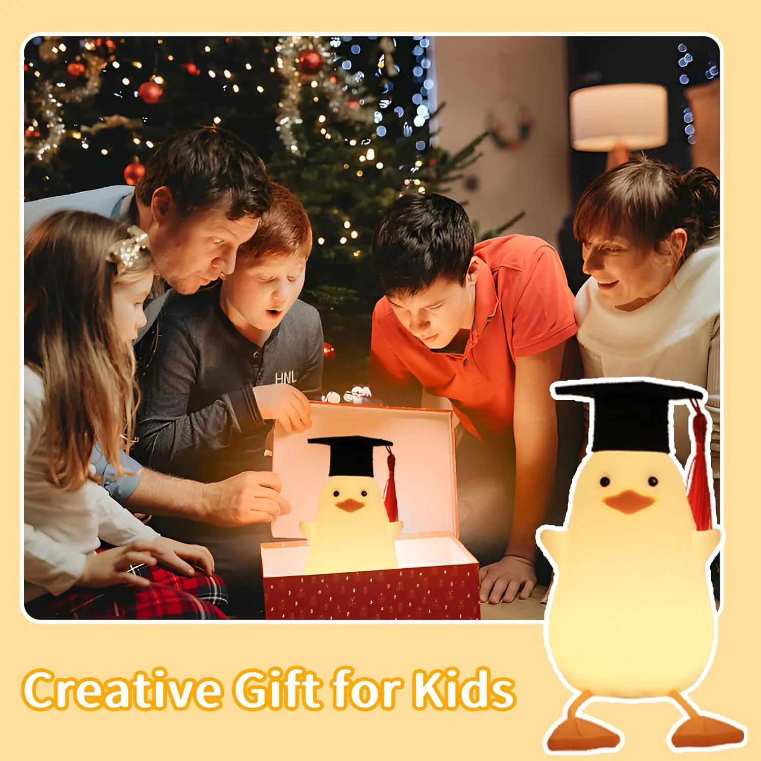 Attivolife Preschool Graduation Gift - Duck Night Light with Dimmable, LED Silicone Lamp, 2024 Cute Kindergarten Pre-K Graduation Gift for Kid Boy Girl