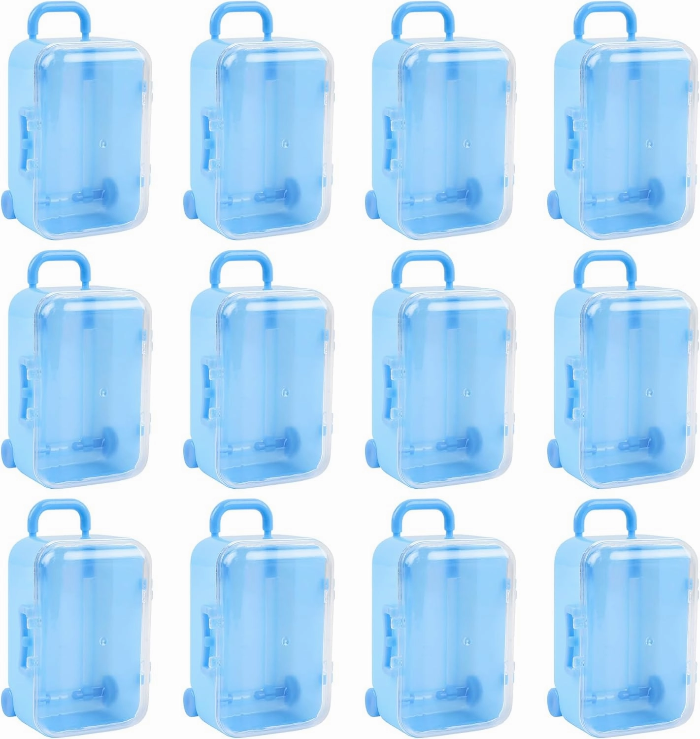 AUEAR, 12 Pack Mini Suitcase Boxes Plastic Candy Box Small Reception Gift Box Travel Case for Wedding Party Decoration (Blue)