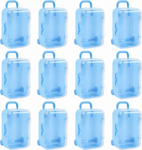 AUEAR, 12 Pack Mini Suitcase Boxes Plastic Candy Box Small Reception Gift Box Travel Case for Wedding Party Decoration (Blue)
