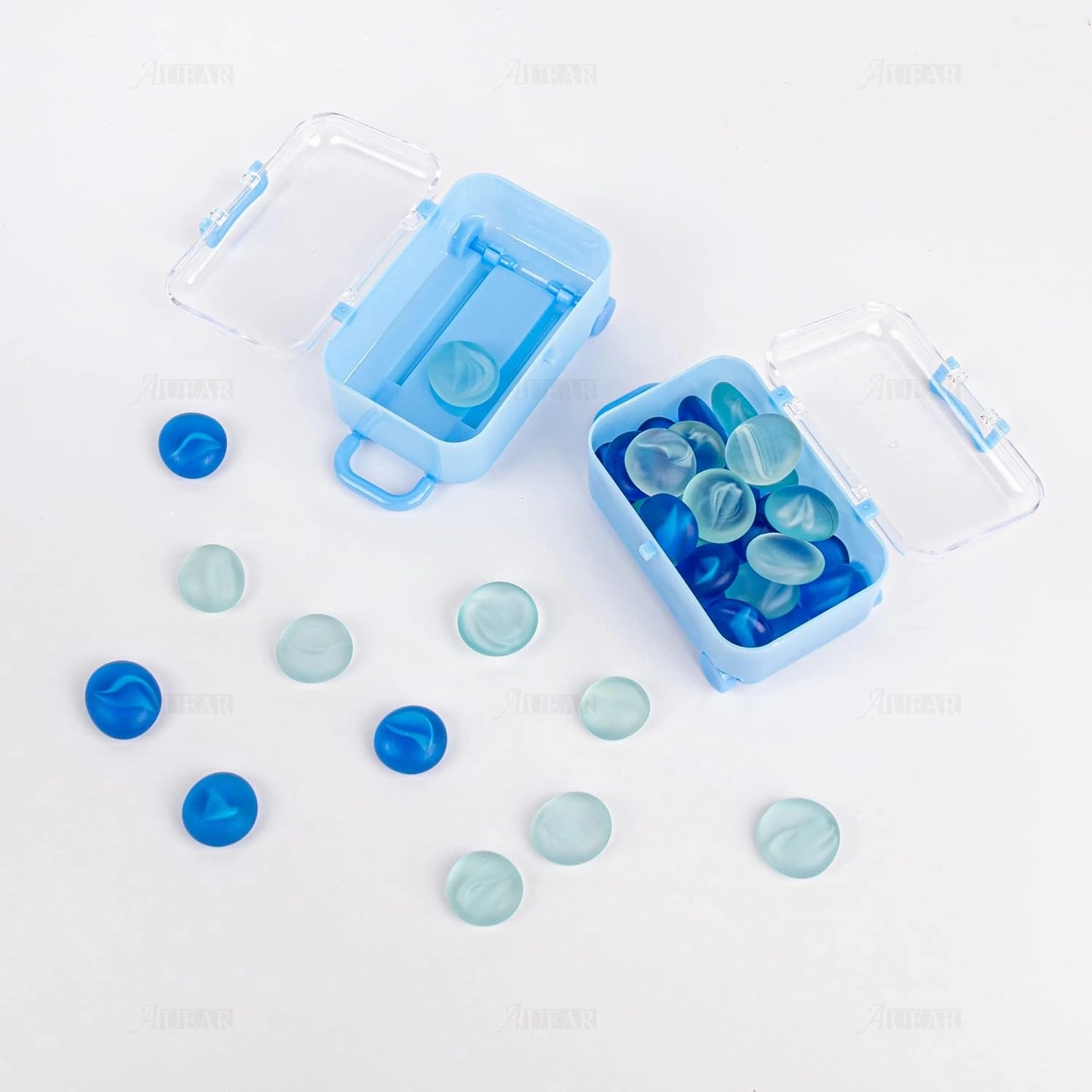 AUEAR, 12 Pack Mini Suitcase Boxes Plastic Candy Box Small Reception Gift Box Travel Case for Wedding Party Decoration (Blue)