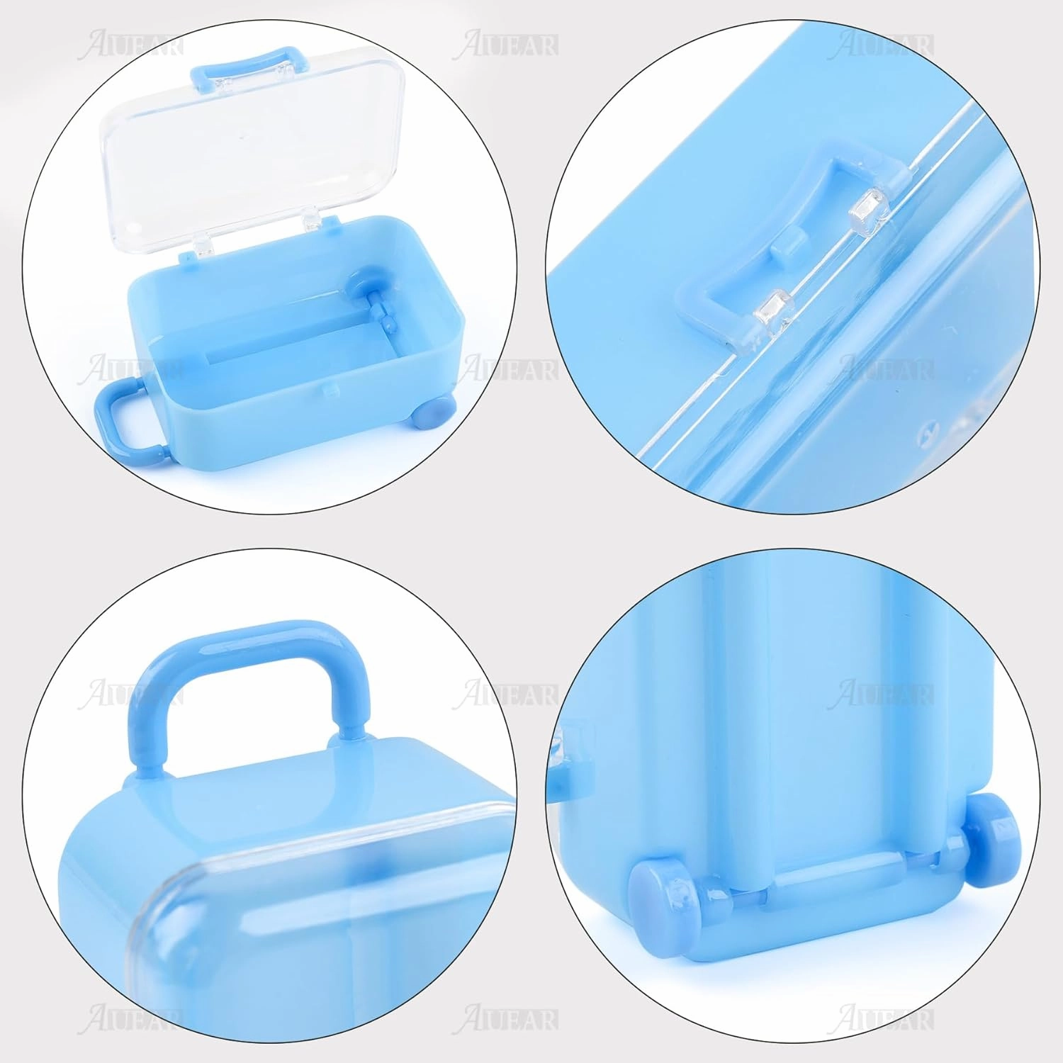 AUEAR, 12 Pack Mini Suitcase Boxes Plastic Candy Box Small Reception Gift Box Travel Case for Wedding Party Decoration (Blue)