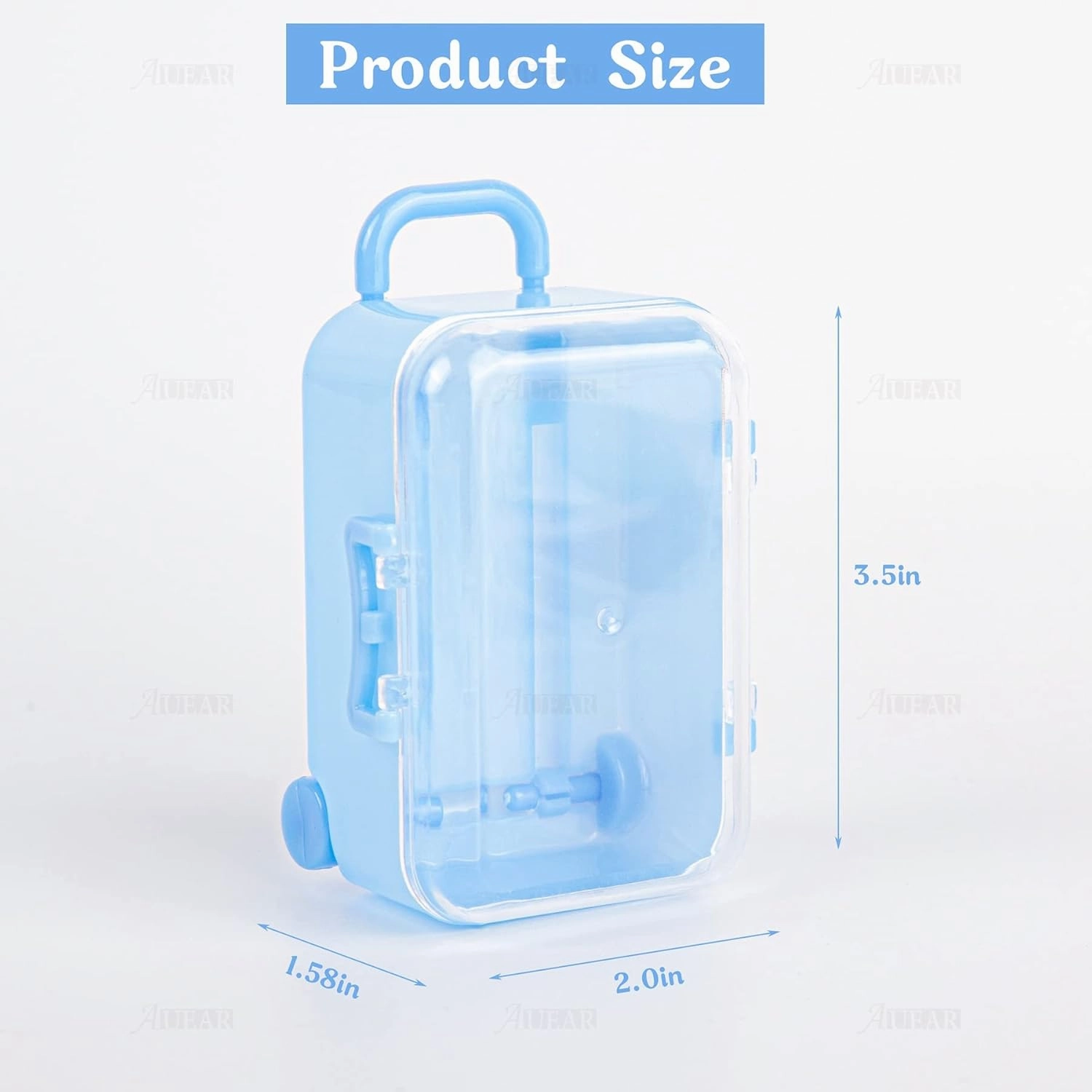 AUEAR, 12 Pack Mini Suitcase Boxes Plastic Candy Box Small Reception Gift Box Travel Case for Wedding Party Decoration (Blue)