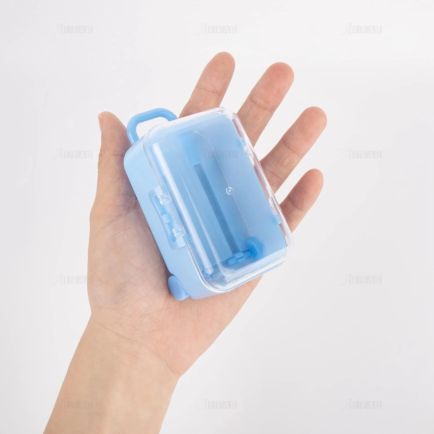 AUEAR, 12 Pack Mini Suitcase Boxes Plastic Candy Box Small Reception Gift Box Travel Case for Wedding Party Decoration (Blue)