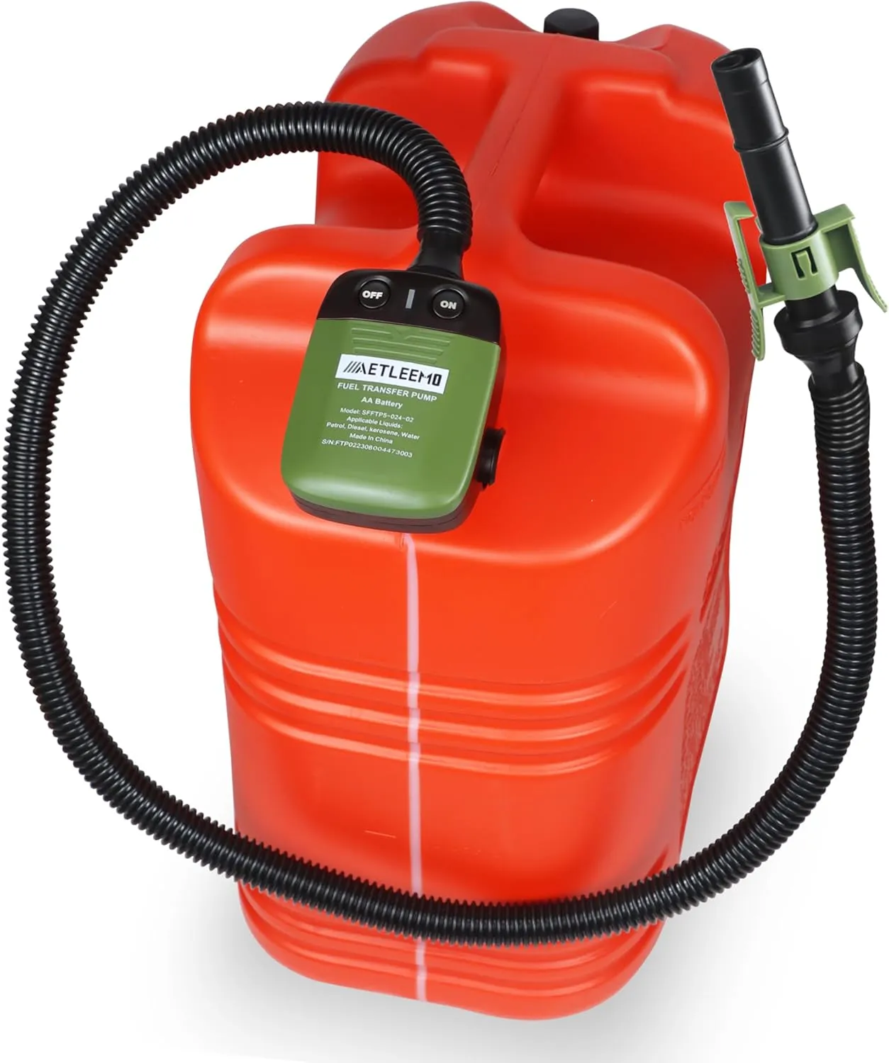 Automatic Fuel Transfer Pump with Auto-Stop Sensor(2.4 GPM), Flexible Intake Hose Fits Most Irregular Gas Cans for Gasoline Diesel Kerosene & More-Green