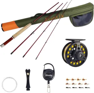 Aventik Whisperer Fly Fishing Rod 4 Pieces, 6FT 0/1/2/3wt, 7FT 3/4wt, 24T Corbon Fiber Fast Action Super Compact Freshwater Ultra Light Fly Rod with Cordura Rod Tube