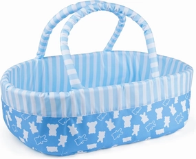 BABESIDE Reborn Baby Doll Bassinet for 17-22 Inch Dolls, Cute Bear Patterns Baby Doll Accessories Soft Foldable Babydoll Crib Bed with Handle for Newborn Dolls Boys, Blue