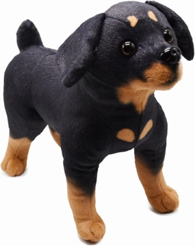 BABOLI Realistic Rottweiler Stuffed Animal Extremely Lifelike Plush Rottie Dog Toy Black Puppy Doll for Kids Present or Stuff Collection 12 Inches