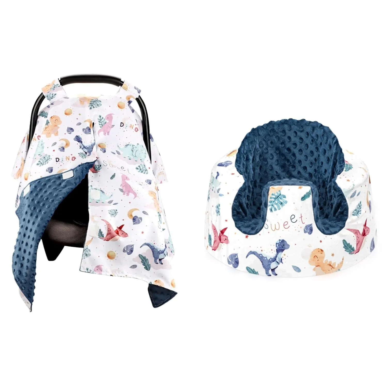 Baby Car Seat Cover and Baby Seat Cover Compatible with Bumbo Seat, Cute Dinosaur