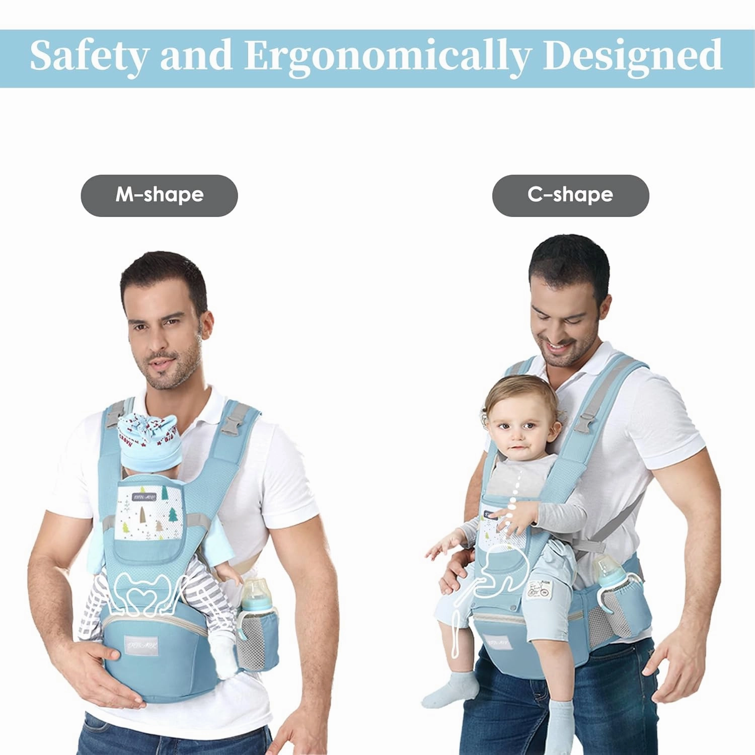 Baby Carrier Newborn to Toddler - Debark Baby Carrier with Hip Seat, 6 in 1 Lightweight and Detachable Infant Carrier for Babies from 0-36 Months, Ideal for Hands-Free Parenting (Blue)