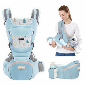 Baby Carrier Newborn to Toddler - Debark Baby Carrier with Hip Seat, 6 in 1 Lightweight and Detachable Infant Carrier for Babies from 0-36 Months, Ideal for Hands-Free Parenting (Blue)