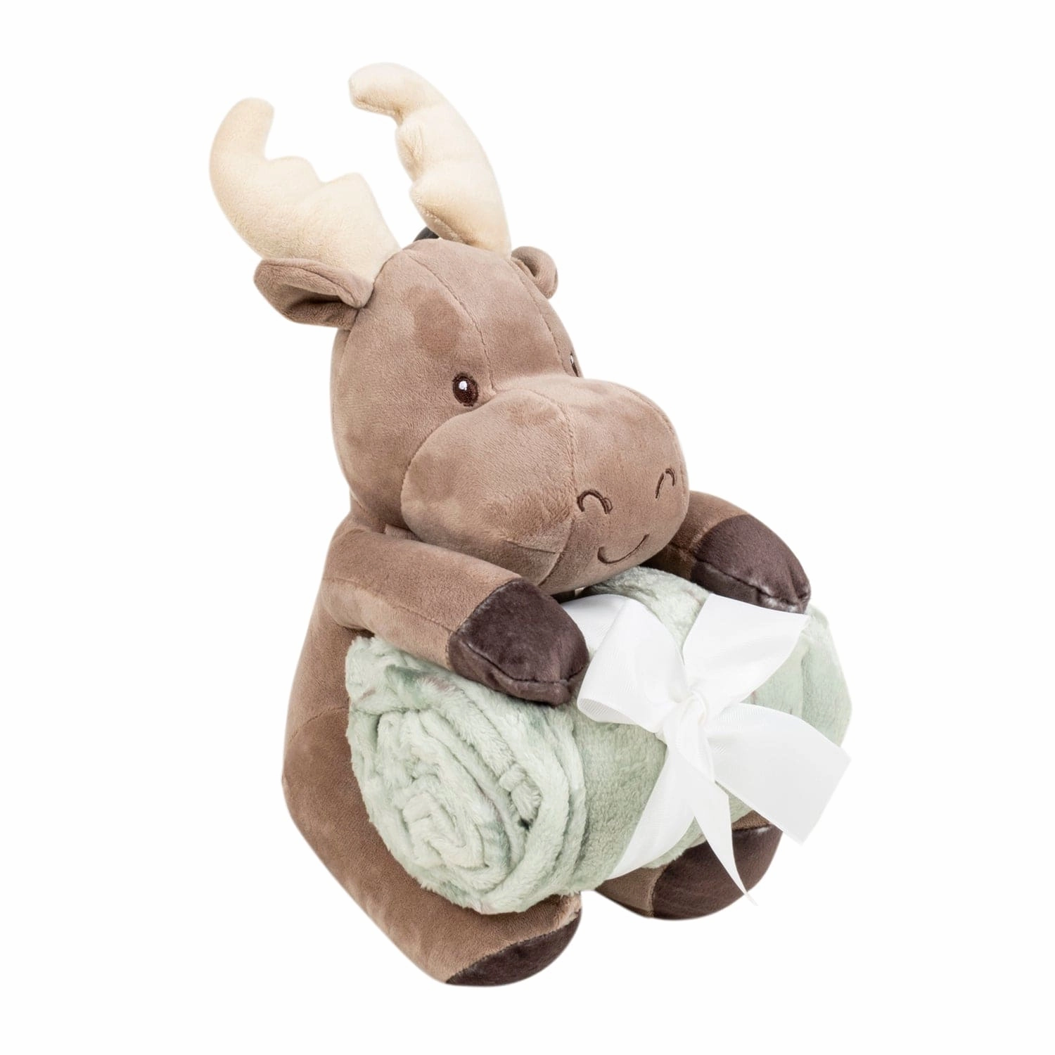 Baby Moo Reindeer Snuggle Buddy Soft Rattle and Plush Blanket Gift Toy Blanket - Brown