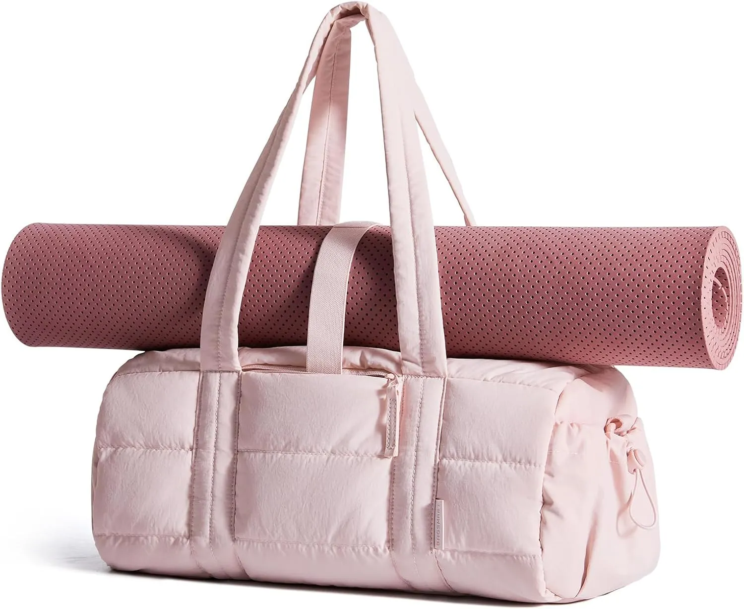 BAGSMART Gym Bag for Women, Yoga Mat Duffle Bag with Wet & Dry Pocket, Quilted Sports Bag for Weekend/Swimming, Candy Pink