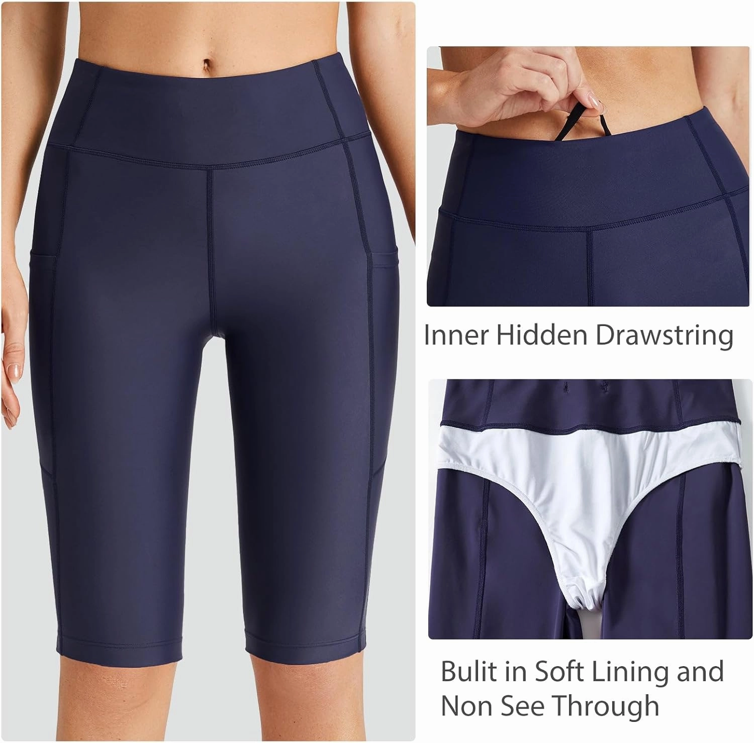 baleaf Women's 12” Swim Shorts UPF 50  High Waisted Long Board Shorts with 2 Pockets