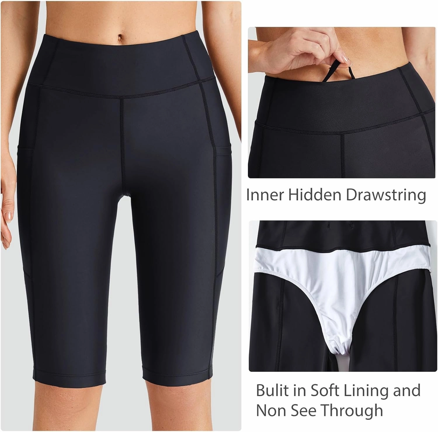 baleaf Women's 12” Swim Shorts UPF 50  High Waisted Long Board Shorts with 2 Pockets