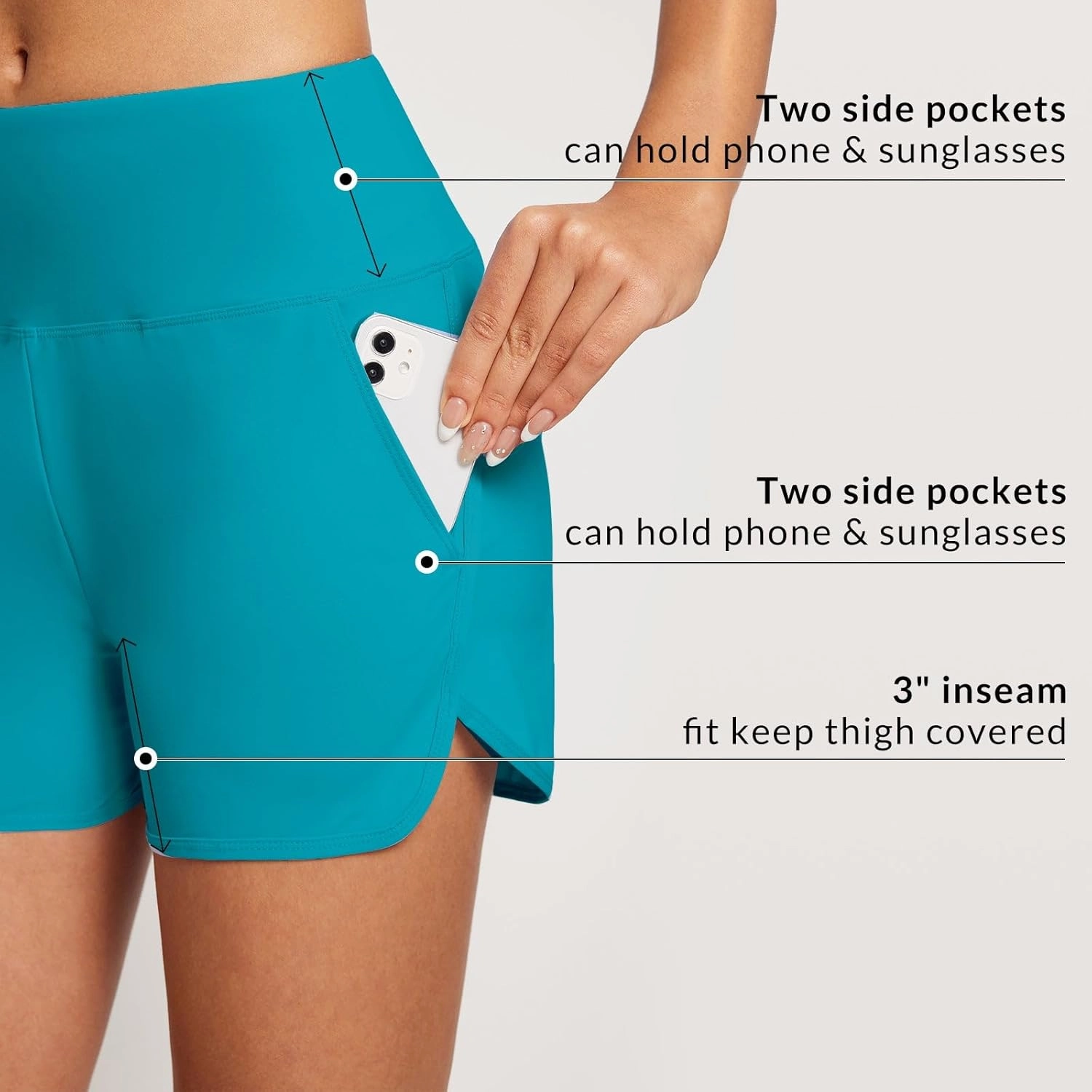 baleaf Women's 3"/5"/ 7" High Waisted Swim Board Shorts Quick Dry Swimsuits Bottoms Trunks with Pockets