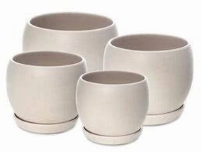 Ball Pot with saucer - Latte