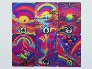 Basic Land Set #01 Colorful Style Foil - Alternative Custom Art