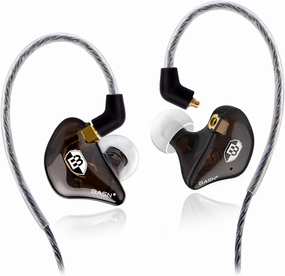 BASN High-Definition in Ear Monitor Headphones for Musicians with Detachable MMCX Earbuds; Dual Dynamic Drivers and Noise-Isolating (Brown)