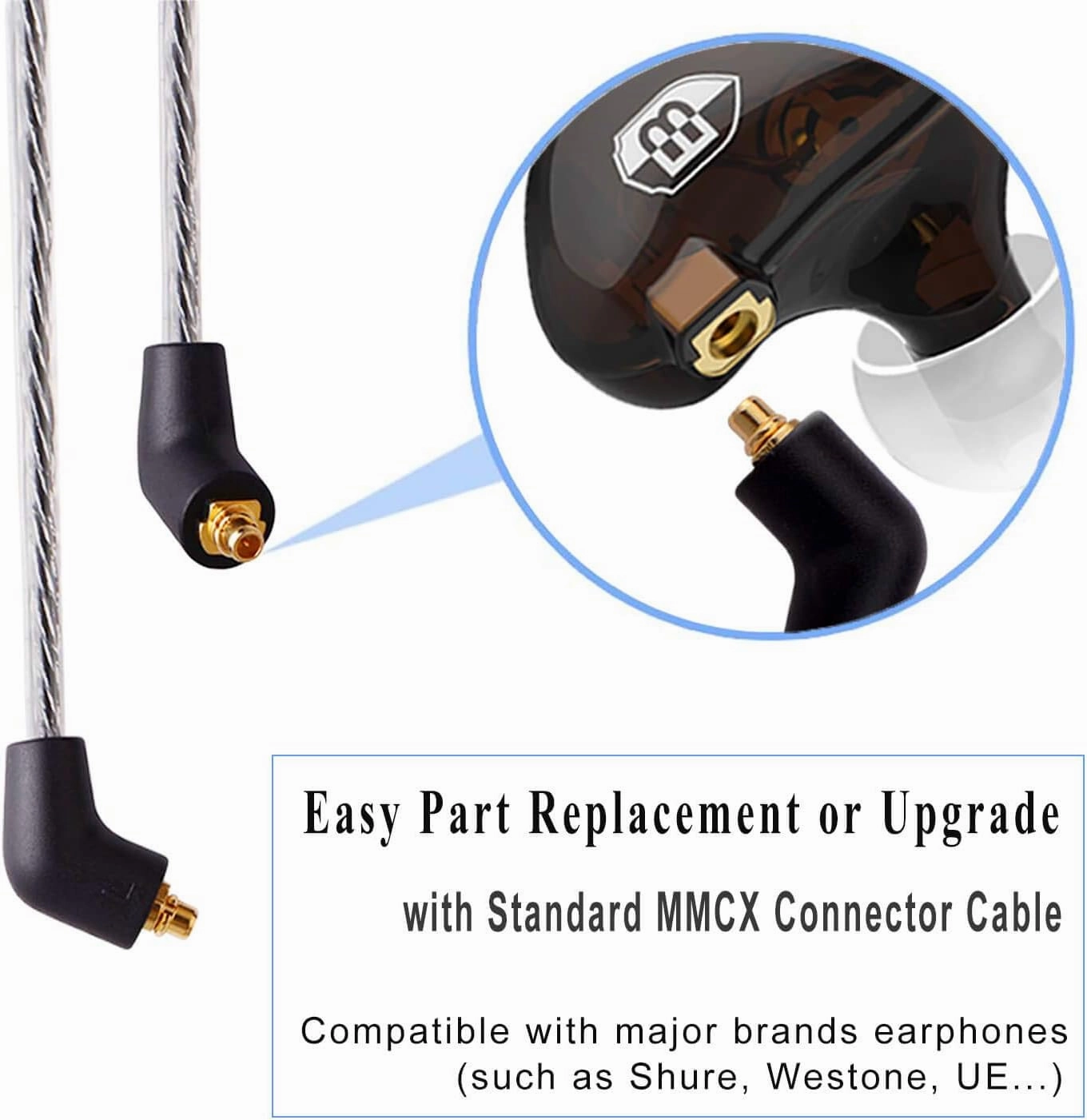 BASN High-Definition in Ear Monitor Headphones for Musicians with Detachable MMCX Earbuds; Dual Dynamic Drivers and Noise-Isolating (Brown)