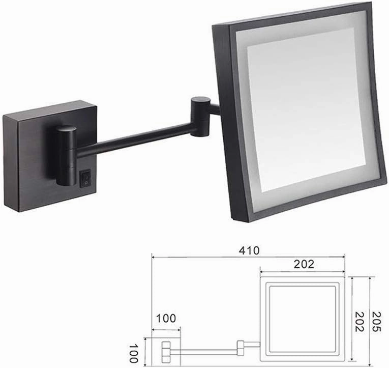 Bathroom Shaving Mirror Wall Mounted USB Charge Makeup Mirror with Led Lights and 3X Magnification Single Side Square Vanity Mirror Extendable Built-in Lithium Battery 20X20Cm (Color : #5)