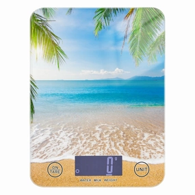 Beach Palm Tree Food Scale Waterproof Digital Kitchen Scales Weight Ounces and Grams with LCD Display for Cooking and Baking