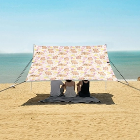 Beach Shade Tent with UPF50  UV Protection,Cute Capybara Lemon Bows Lightweight Camping Sun Shelter for Outdoor,Camping Trips, Fishing, Backyard,Picnics,Easy Set Up and Carry 9x10.5 FT