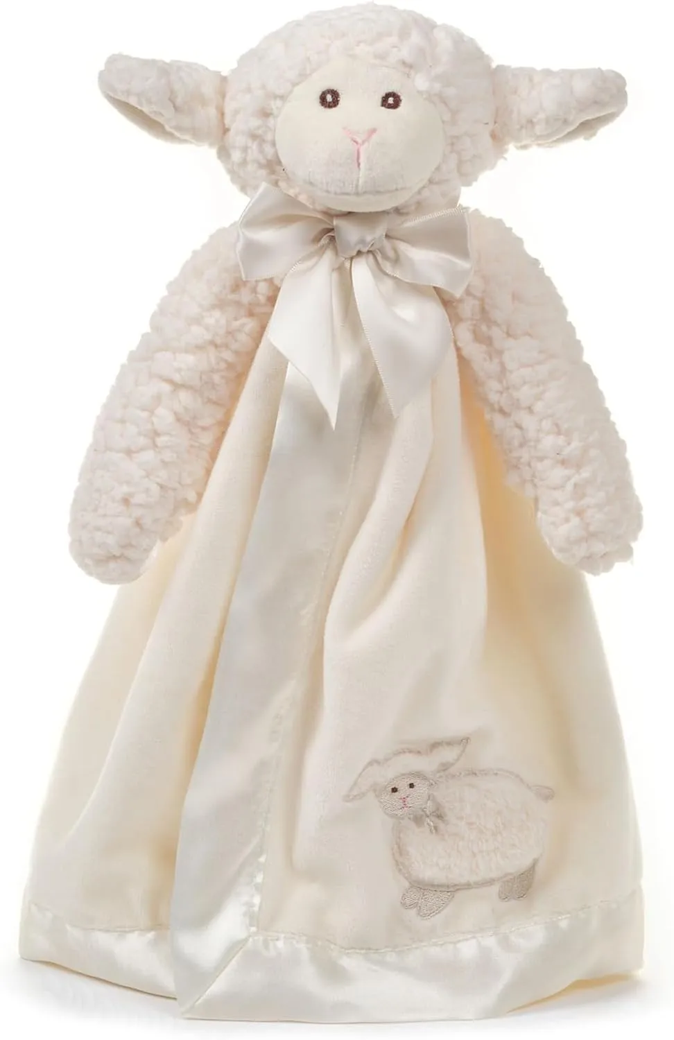 Bearington Collection Baby Lamby Snuggler, 15 Inch White Lamb Plush Stuffed Animal Security Blanket Lovey for Babies, Baptism Gifts for Boys and Girls