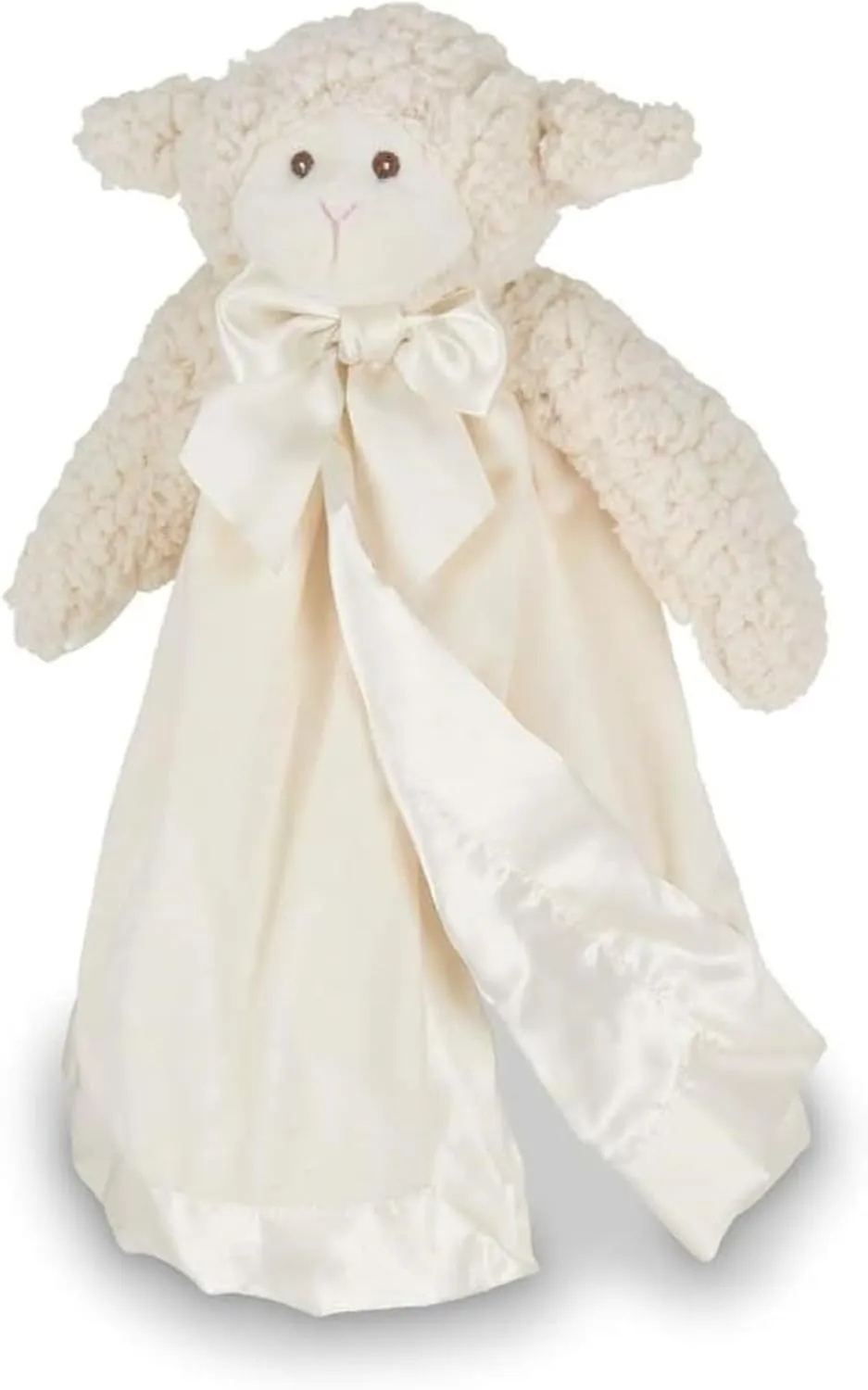 Bearington Collection Baby Lamby Snuggler, 15 Inch White Lamb Plush Stuffed Animal Security Blanket Lovey for Babies, Baptism Gifts for Boys and Girls