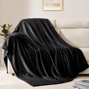 BEAUTEX Fleece Blanket Queen Size Super Soft Flannel Throw Blanket Lightweight Fuzzy Plush Blanket for Couch Sofa or Bed All Seasons (Black, 90" x 90")