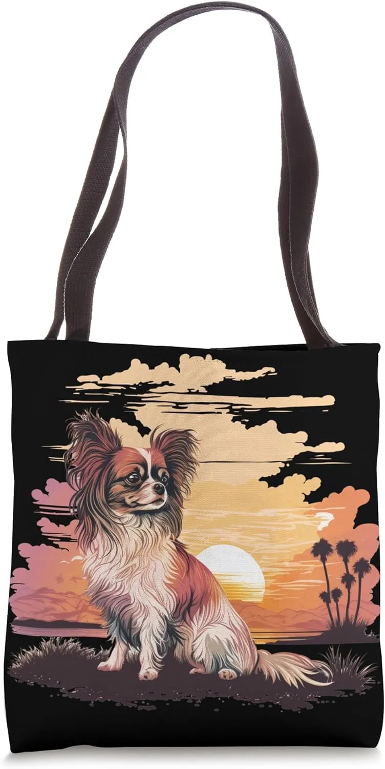 Beautifull Papillon Sunset on vintage Papillon Lover Tote Bag